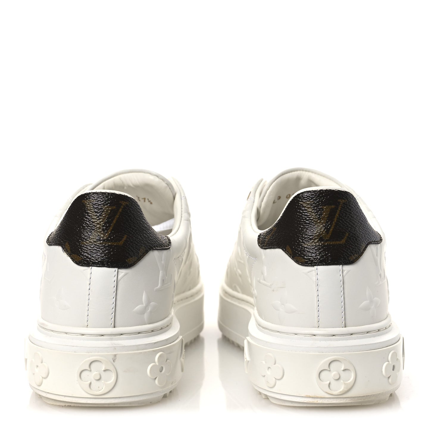 Lambskin Embossed Monogram Time Out Sneakers 37.5 White