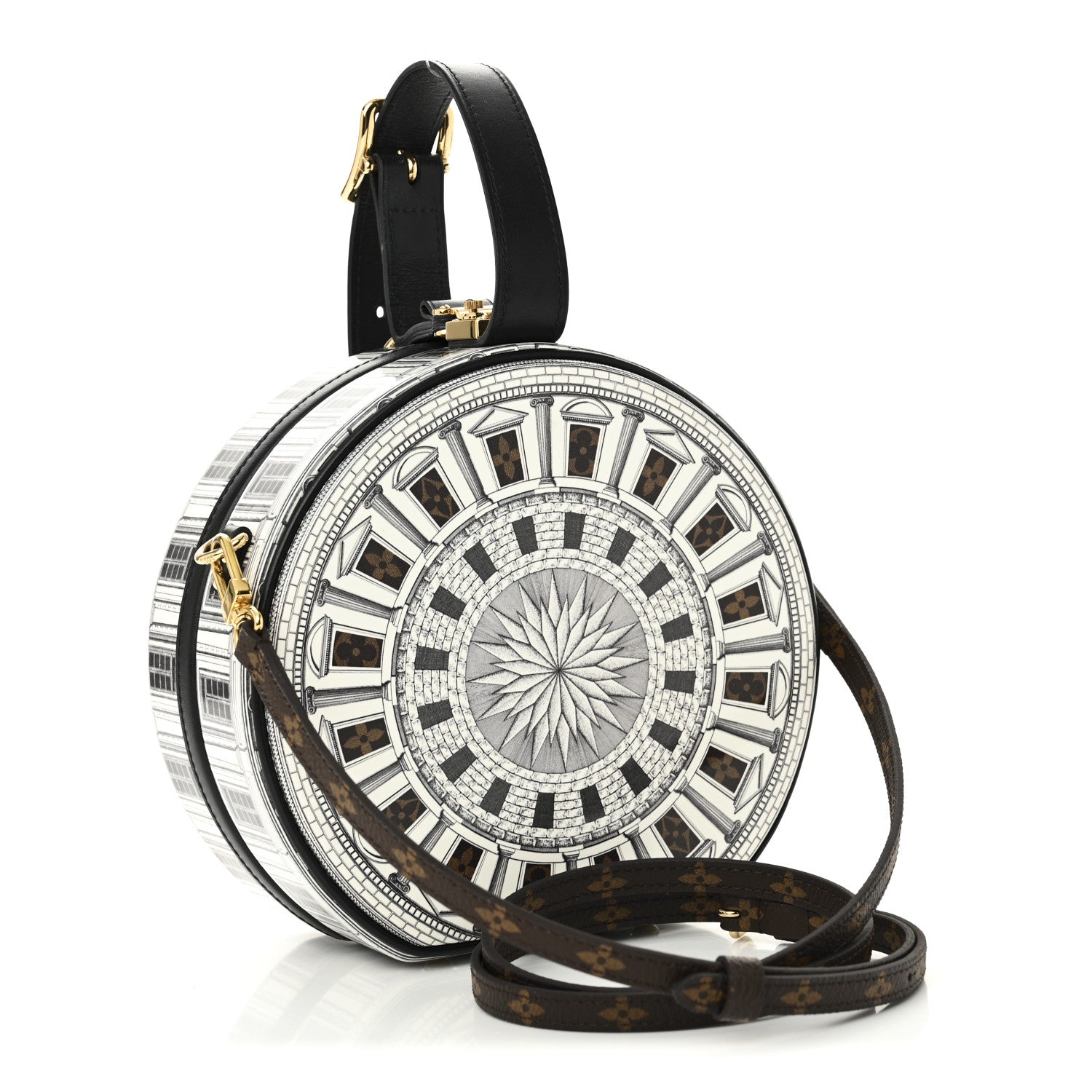 Louis Vuitton X FORNASETTI Calfskin Architettura Petite Boite Chapeau White Black 3 of 9