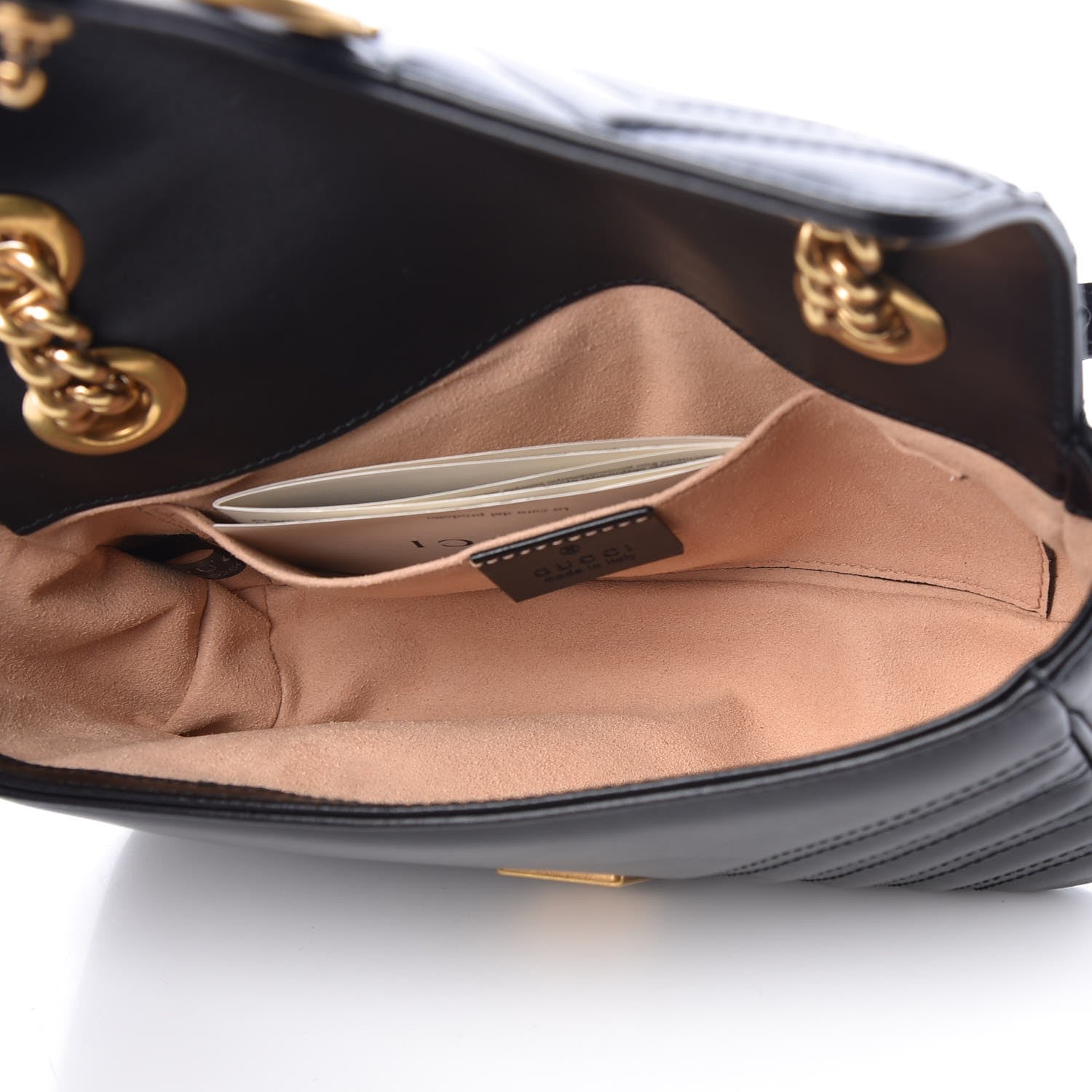 Gucci Calfskin Matelasse Mini GG Marmont Shoulder Bag Black 6 of 9