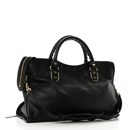 Balenciaga Chevre Gold Metallic Edge Hardware City Black 4 of 11
