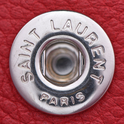 Saint Laurent Grained Calfskin Small Cabas Rive Gauche Red 13 of 22