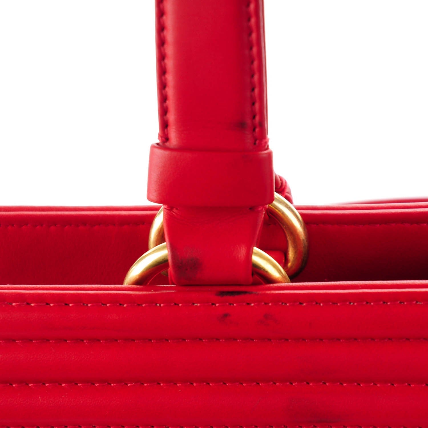 Chanel Lambskin Quilted Boy Shopping Tote Red 8 of 8