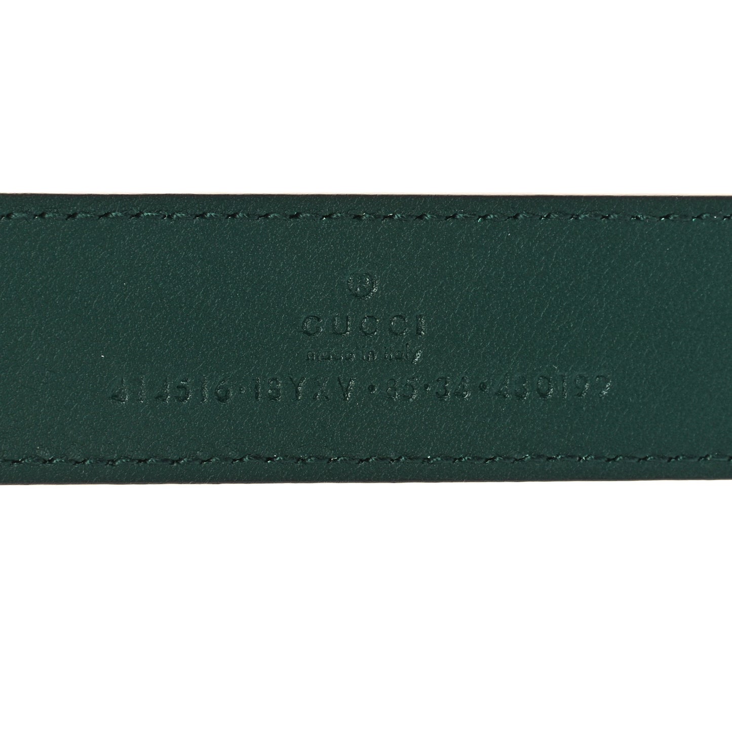 Azalea Calfskin Enamel Monochrome Double G 30mm Belt 85 34 Vintage Green