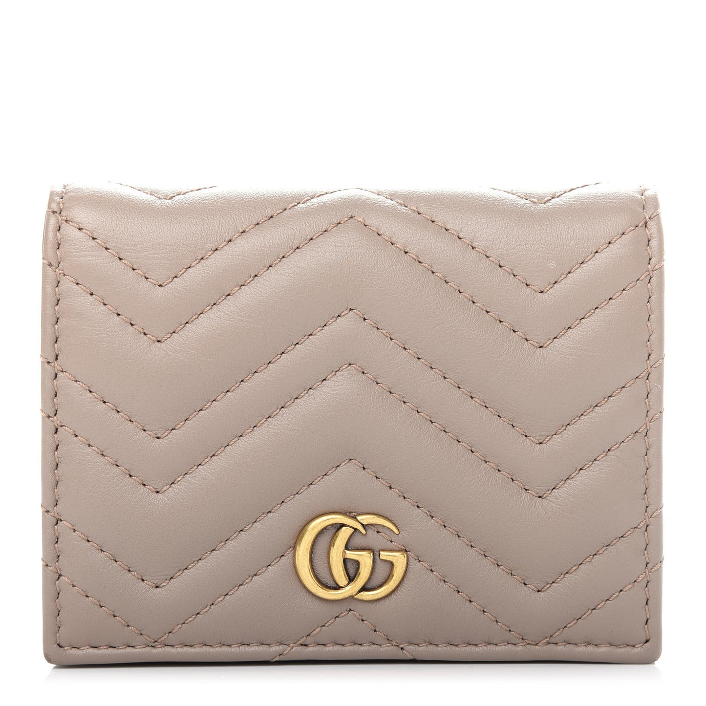 Calfskin Matelasse GG Marmont Card Case Wallet Porcelain Rose