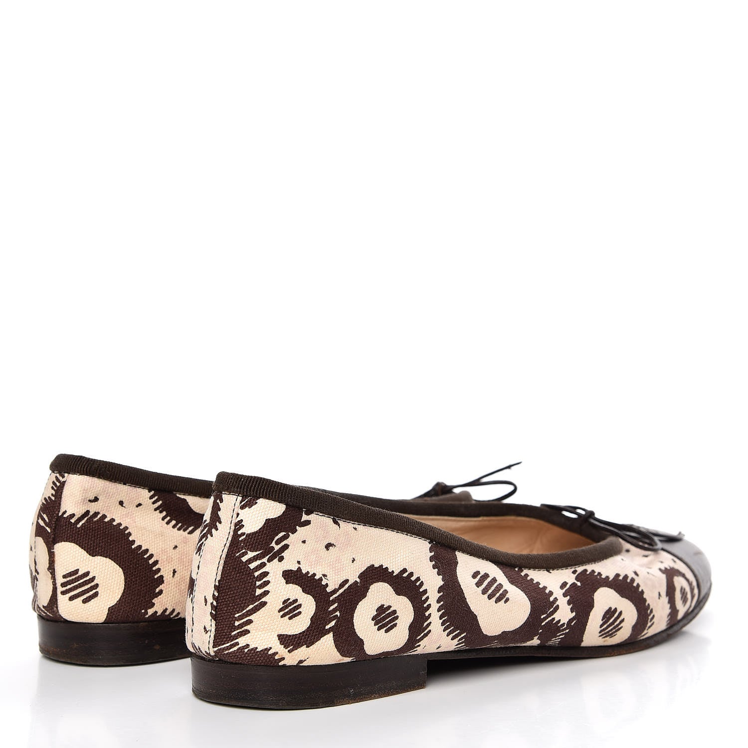 Chanel Lambskin Canvas Printed CC Cap Toe Ballerina Flats 39 Brown 4 of 13