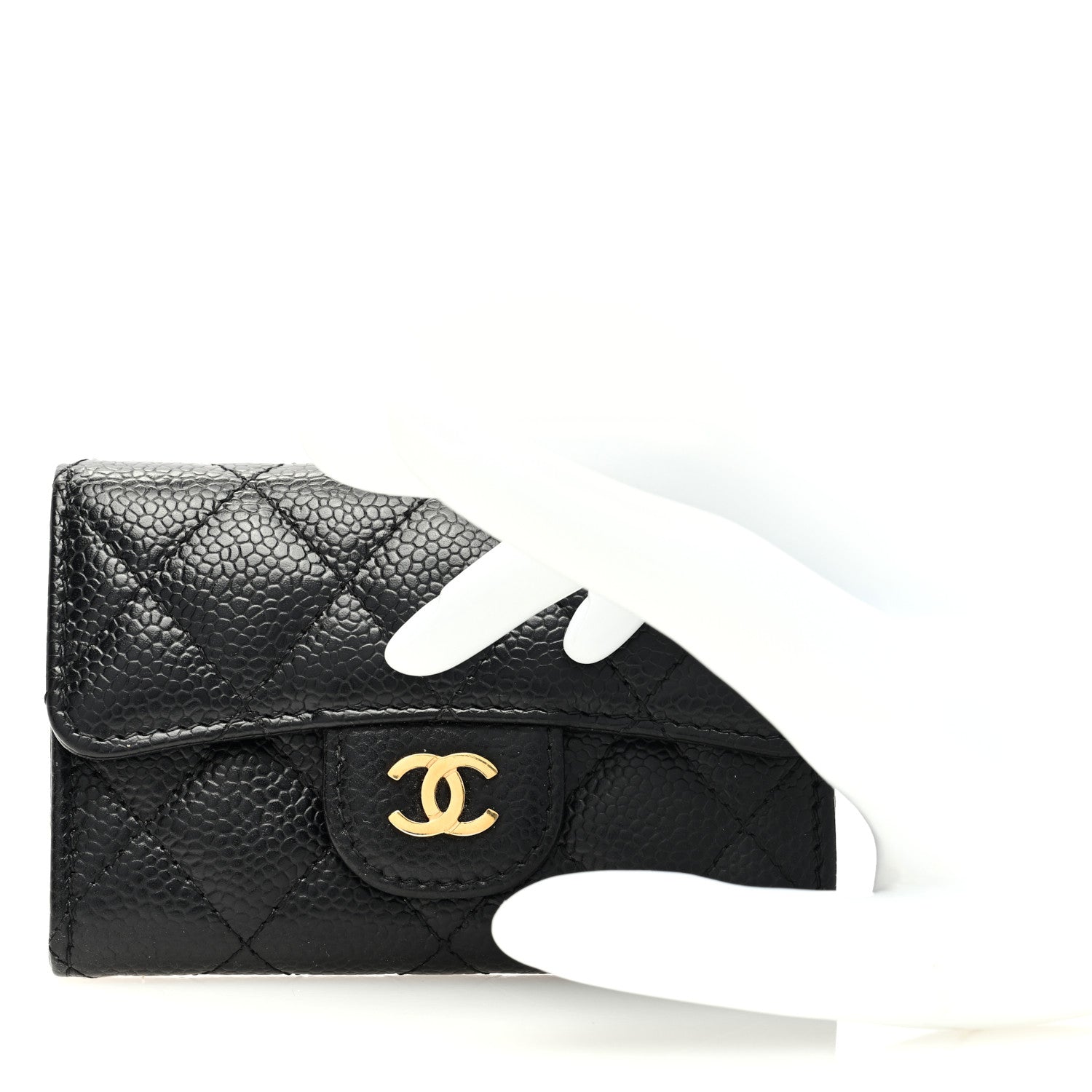 Chanel Caviar Quilted Flap Card Holder Wallet Black 2 of 8