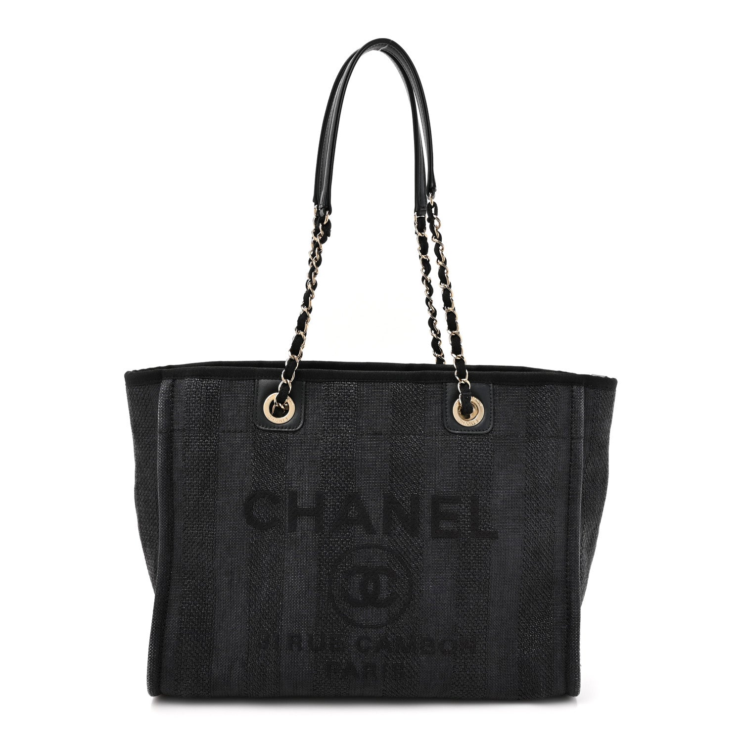 Chanel Mixed Fibers Striped Small Deauville Tote Black 1 of 14