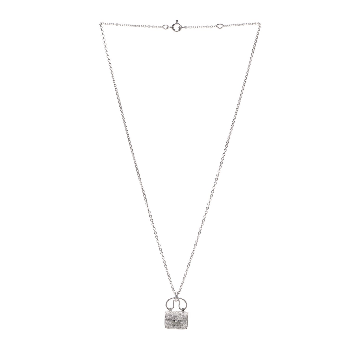 18K White Gold Diamond Constance Amulette Pendant Necklace