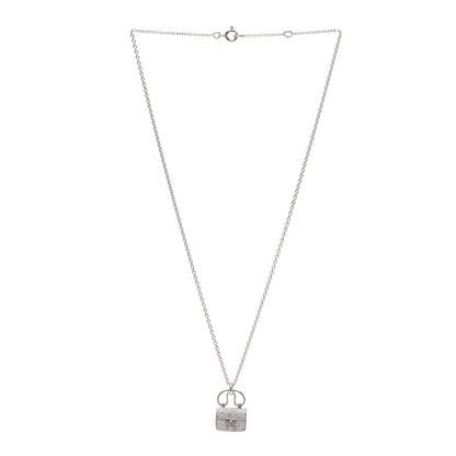Hermes 18K White Gold Diamond Constance Amulette Pendant Necklace 3 of 6