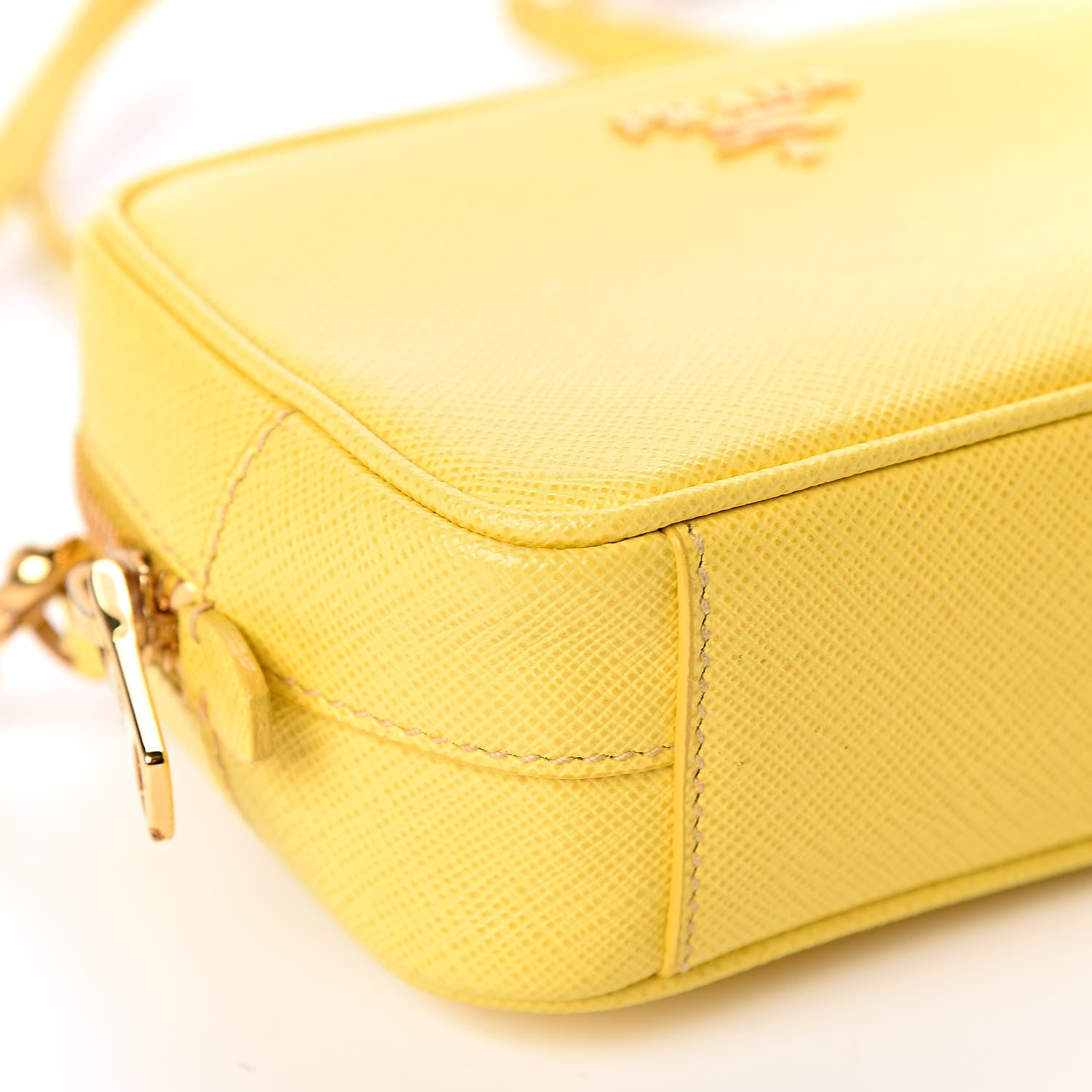 Prada Saffiano Mini Camera Crossbody Bag Ocra 10 of 11