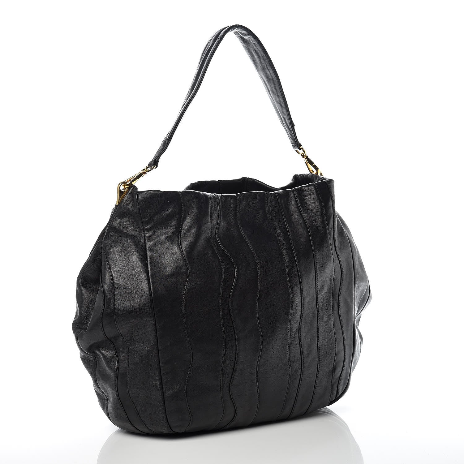 Prada Soft Calfskin Hobo Black 3 of 10