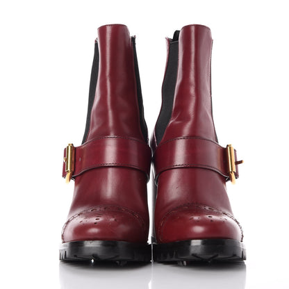 Prada Calfskin Cap Toe Chelsea Boots 38 Amaranto 2 of 14