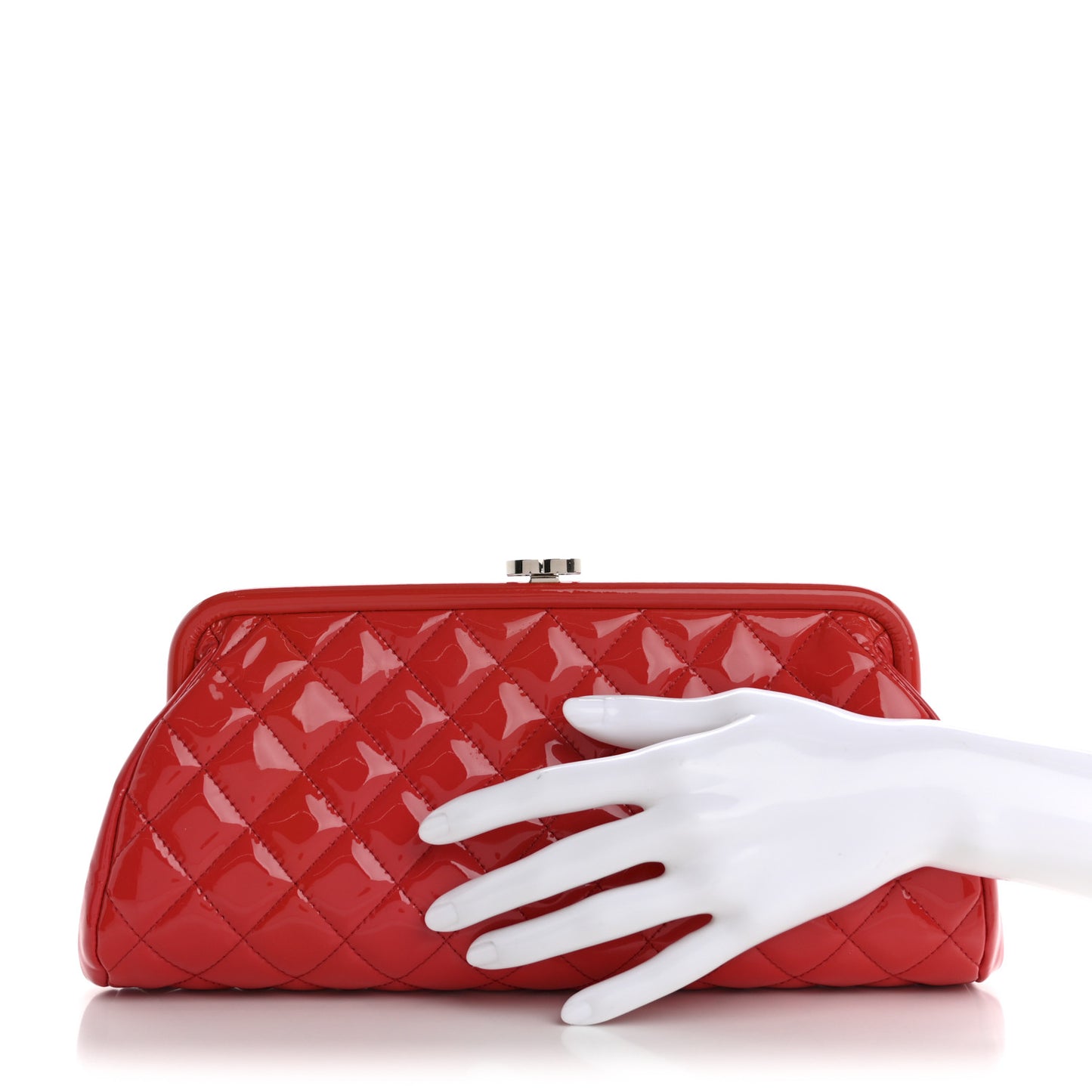 Patent Quilted Timeless Clutch Red