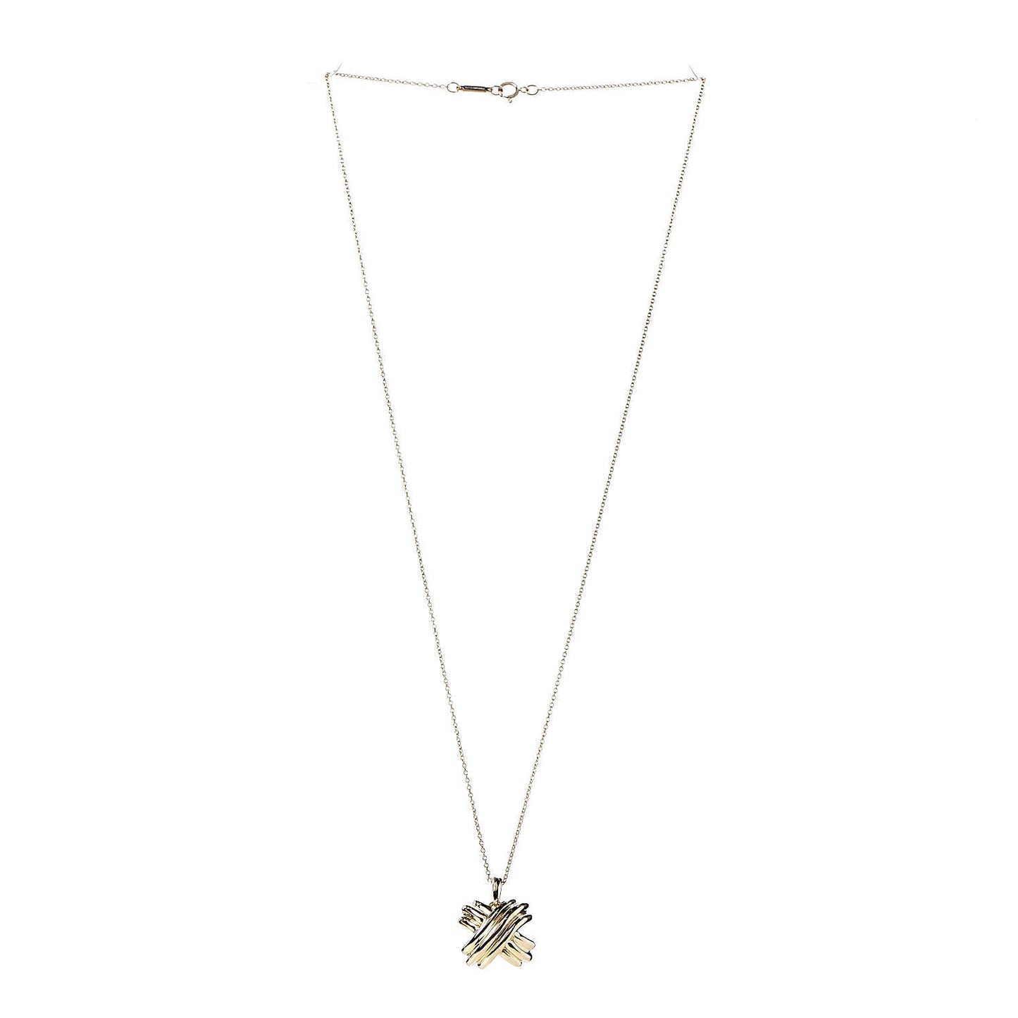 18K Yellow Gold Large Signature X Pendant Necklace
