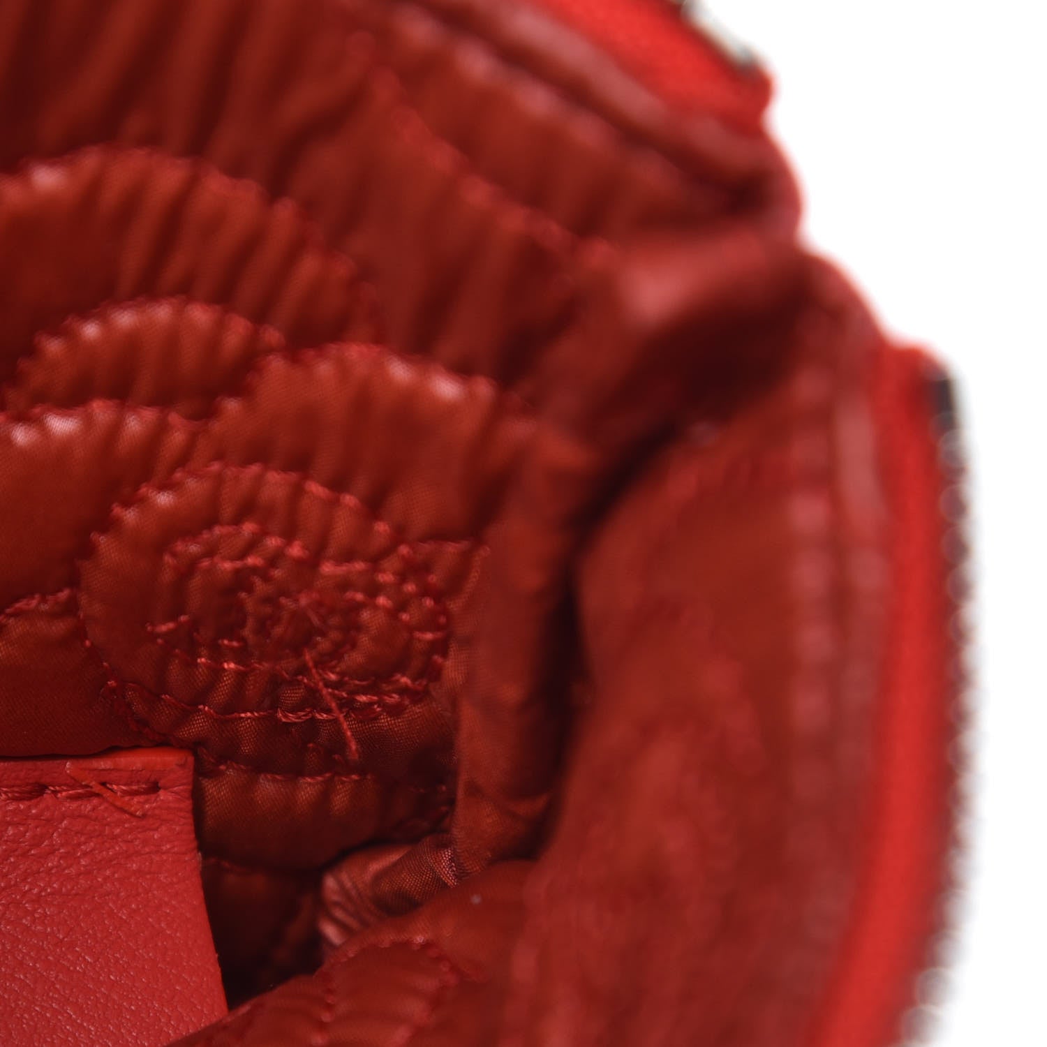 Chanel Goatskin Camellia Embossed Cosmetic Pouch Red 8 of 9