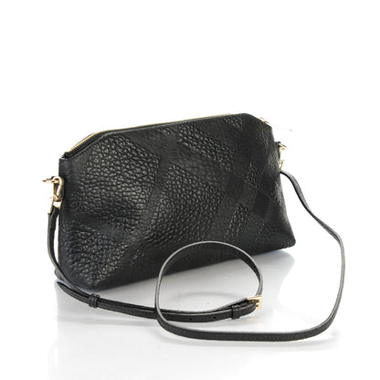 Burberry Signature Grain Calfskin Check Embossed Small Chichester Crossbody Clutch Bag Black 3 of 8