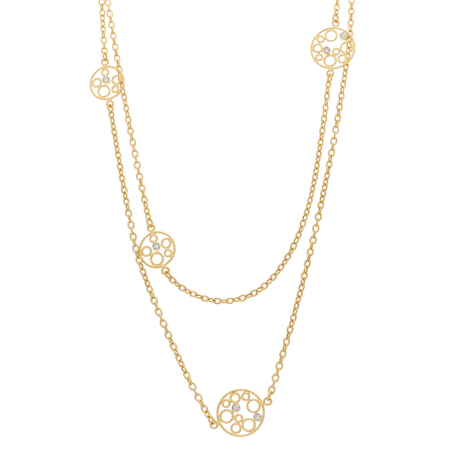 Roberto Coin 18K Yellow Gold Diamond Bollicine Station Necklace 1 of 5