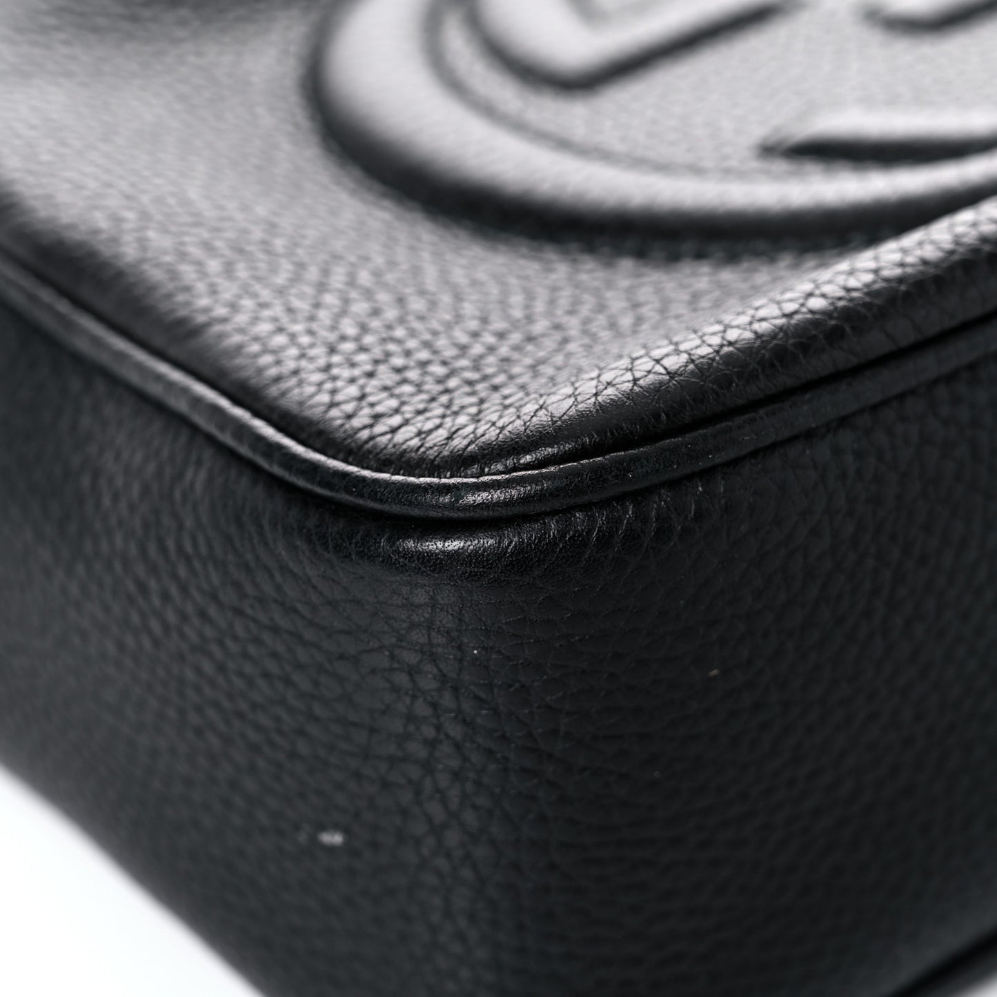 Pebbled Calfskin Small Soho Disco Bag Black