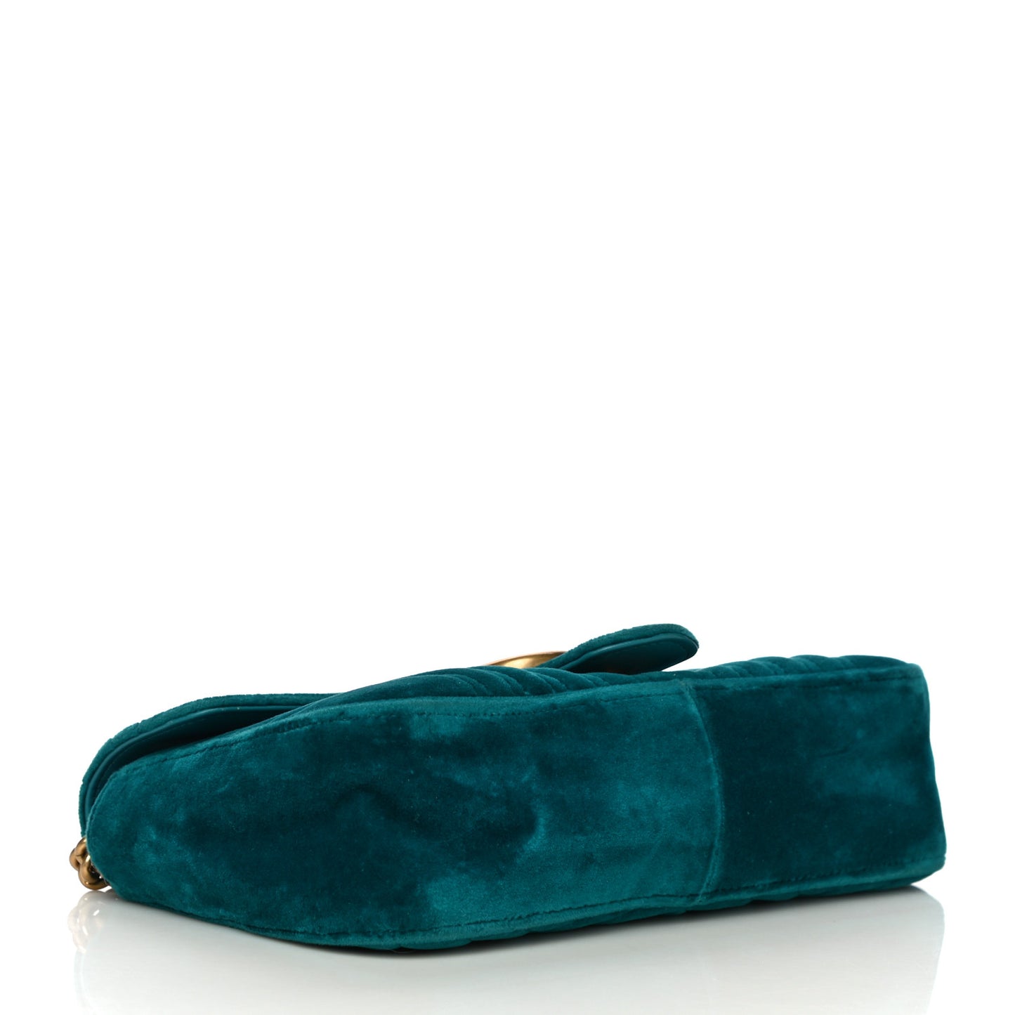 Velvet Matelasse Small GG Marmont Shoulder Bag Pavone Cyan