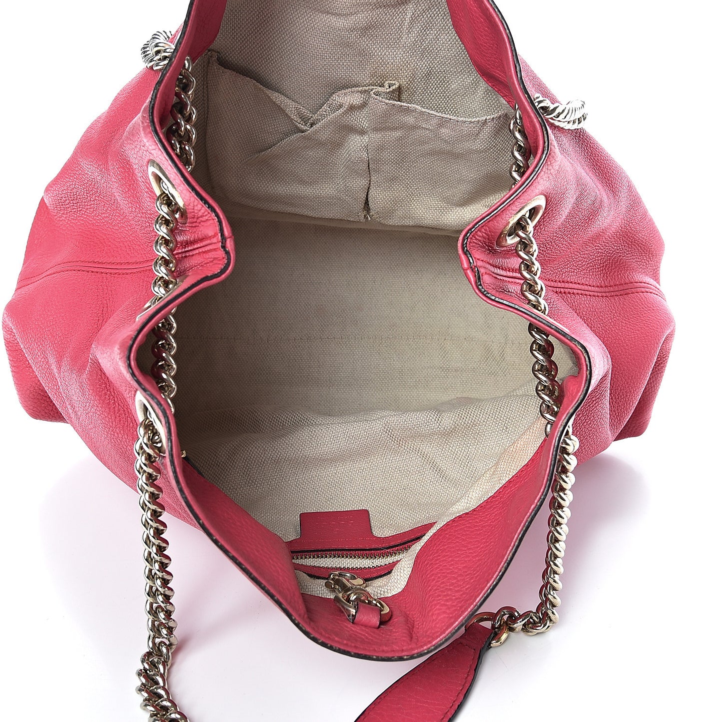 Pebbled Calfskin Medium Soho Chain Shoulder Bag Pink