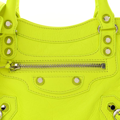 Balenciaga Agneau Classic Silver Hardware Mini City Jaune Fluo 9 of 11