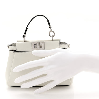 Fendi Shiny Nappa Micro Peekaboo Iconic Satchel White 2 of 11