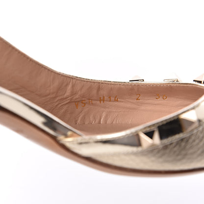Valentino Garavani Metallic Pebbled Calfskin Rockstud Half D'Orsay Slingback 50mm Pumps 36 Platino 8 of 9