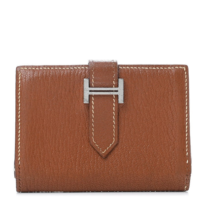 Hermes Chevre Mysore Bearn Card Holder Wallet Gold 1 of 4