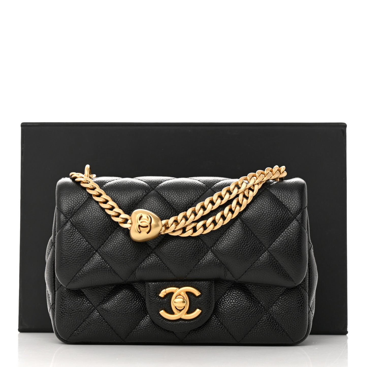 Caviar Quilted Mini Sweetheart Rectangular Flap Black