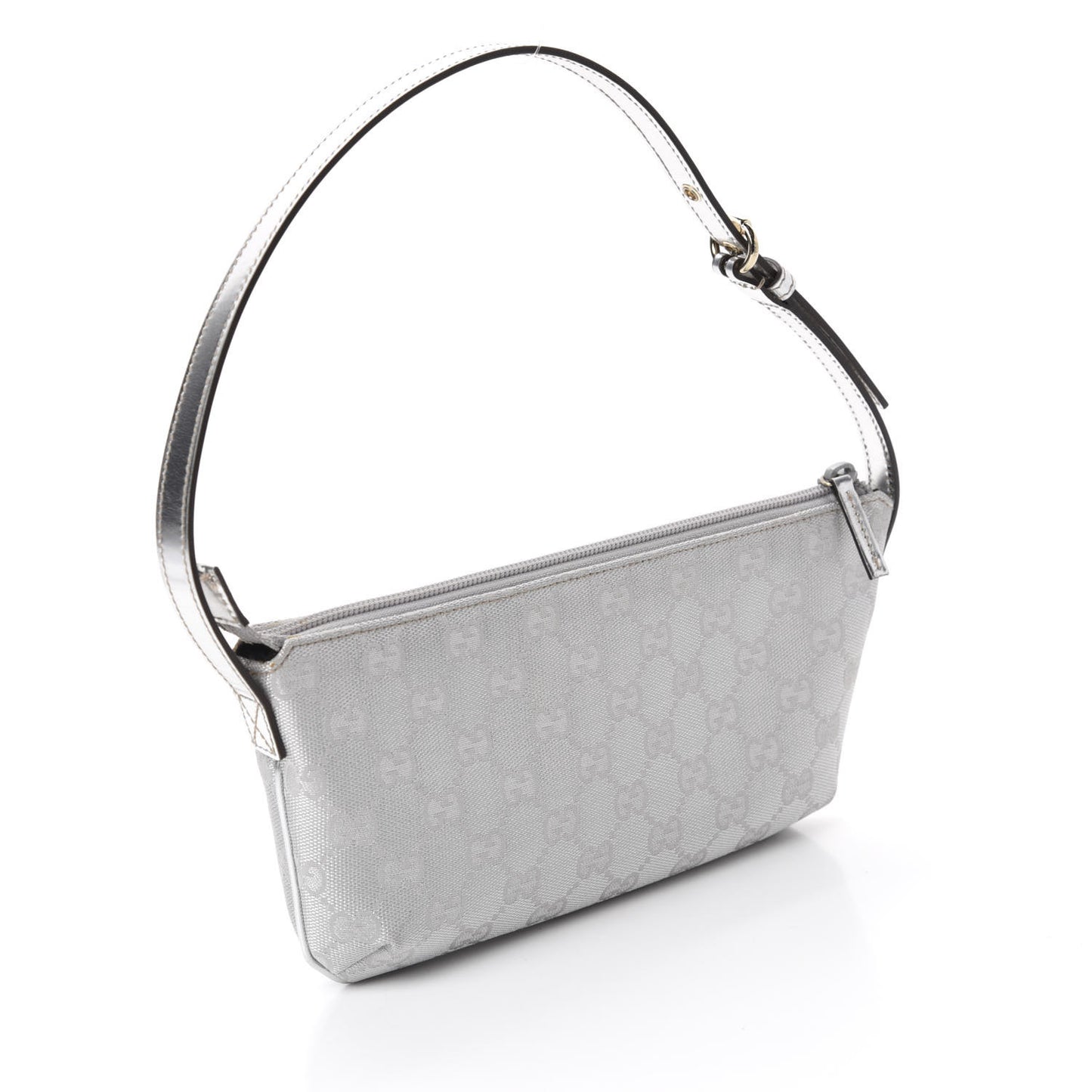 Metallic Monogram Pretty Boat Pochette Silver