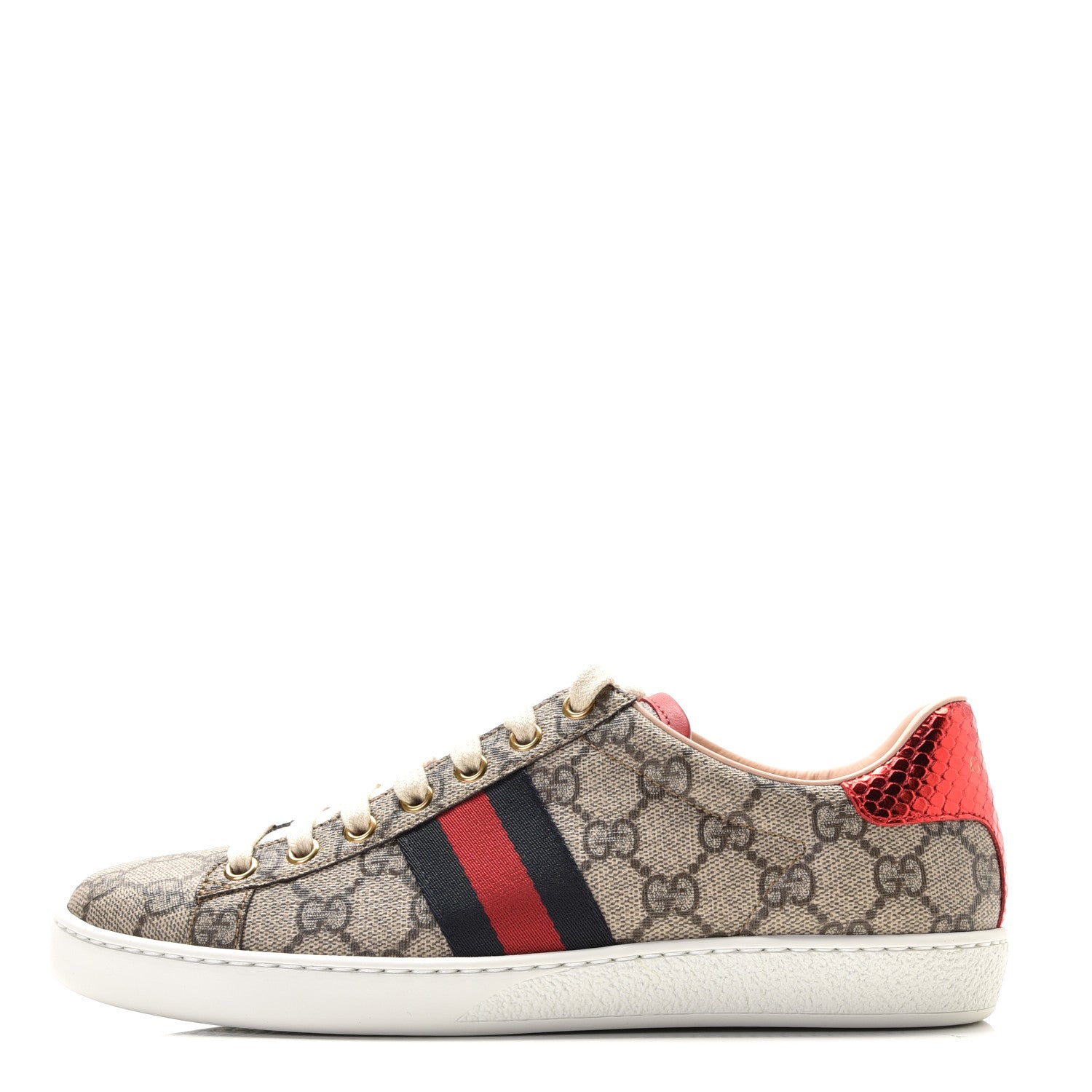 Gucci GG Supreme Monogram Womens Ace Low-Top Sneaker 38 Beige 1 of 10