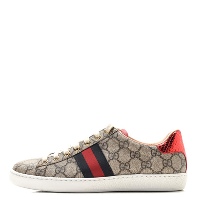 Gucci GG Supreme Monogram Womens Ace Low-Top Sneaker 38 Beige 1 of 10