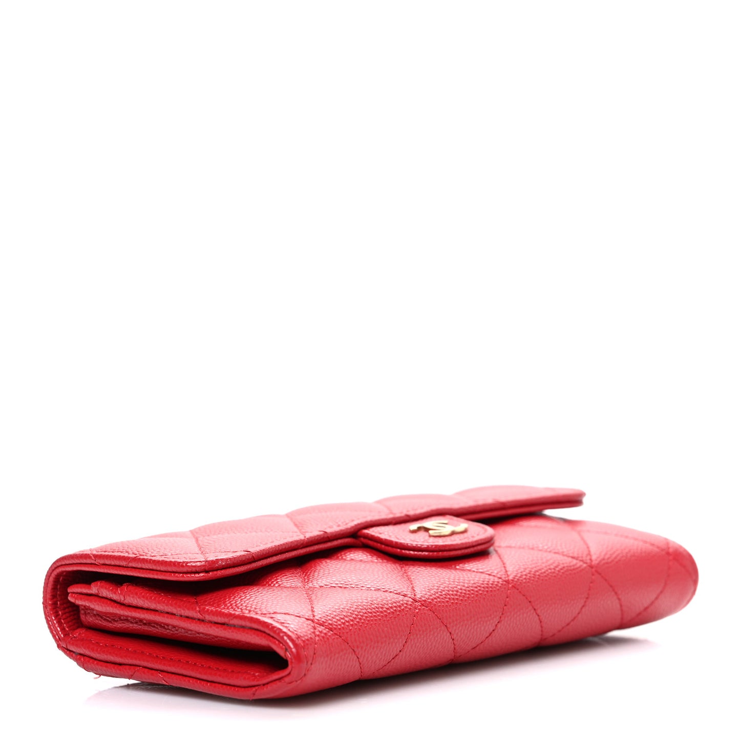 Caviar Quilted Medium Flap Wallet Red