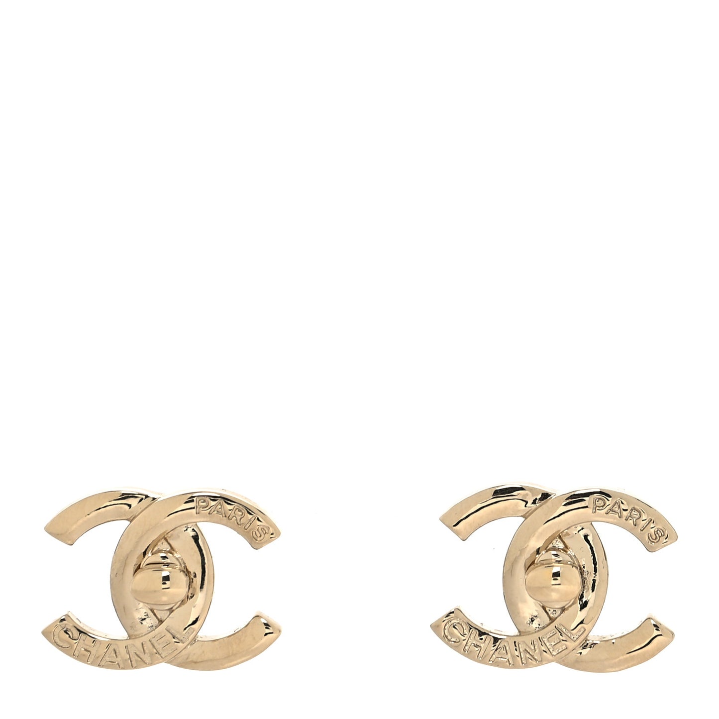 Metal Logo CC Turnlock Earrings Gold