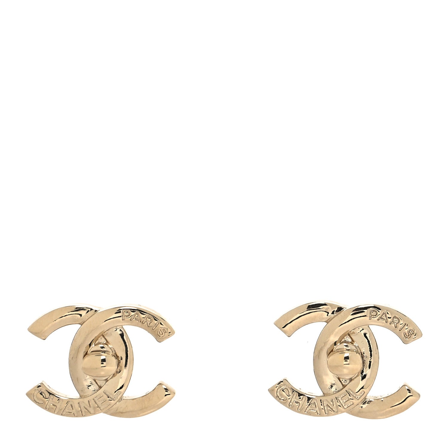 Chanel Metal Logo CC Turnlock Earrings Gold 1 of 4