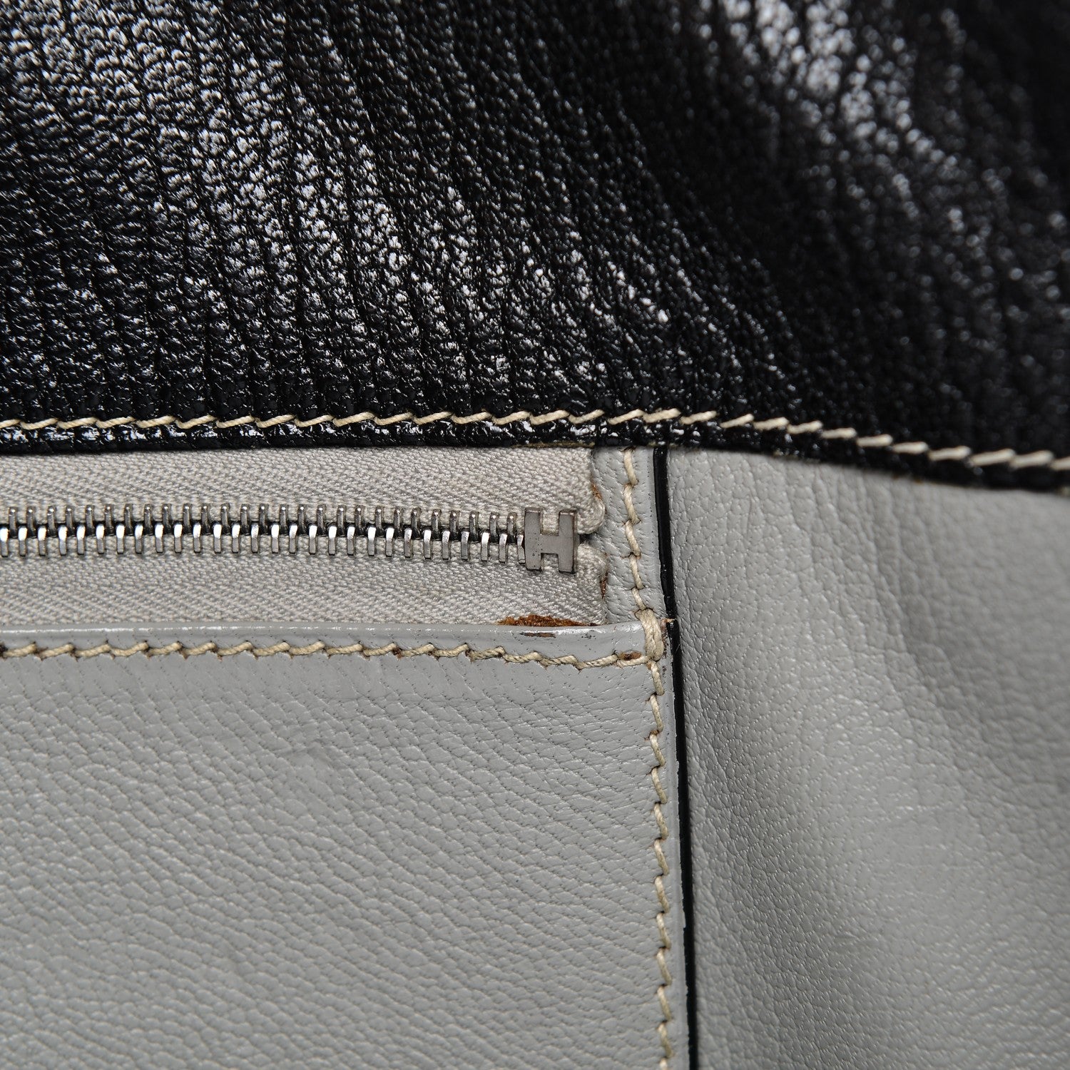 Hermes Chevre de Coromandel White Bus 40 Black 8 of 9