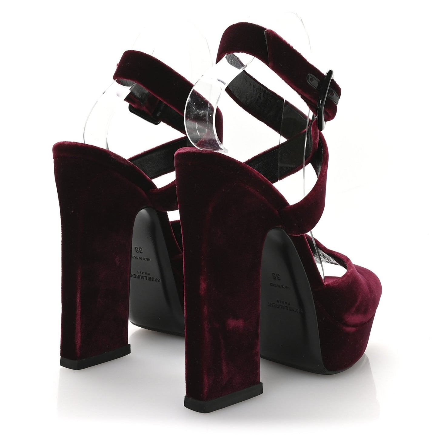 Velvet Platform Sandals 38 Burgundy