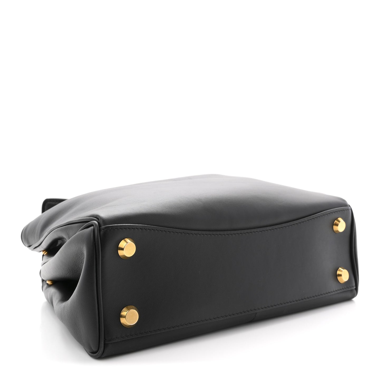 Natural Smooth Calfskin Small Rodeo Top Handle Handbag Black