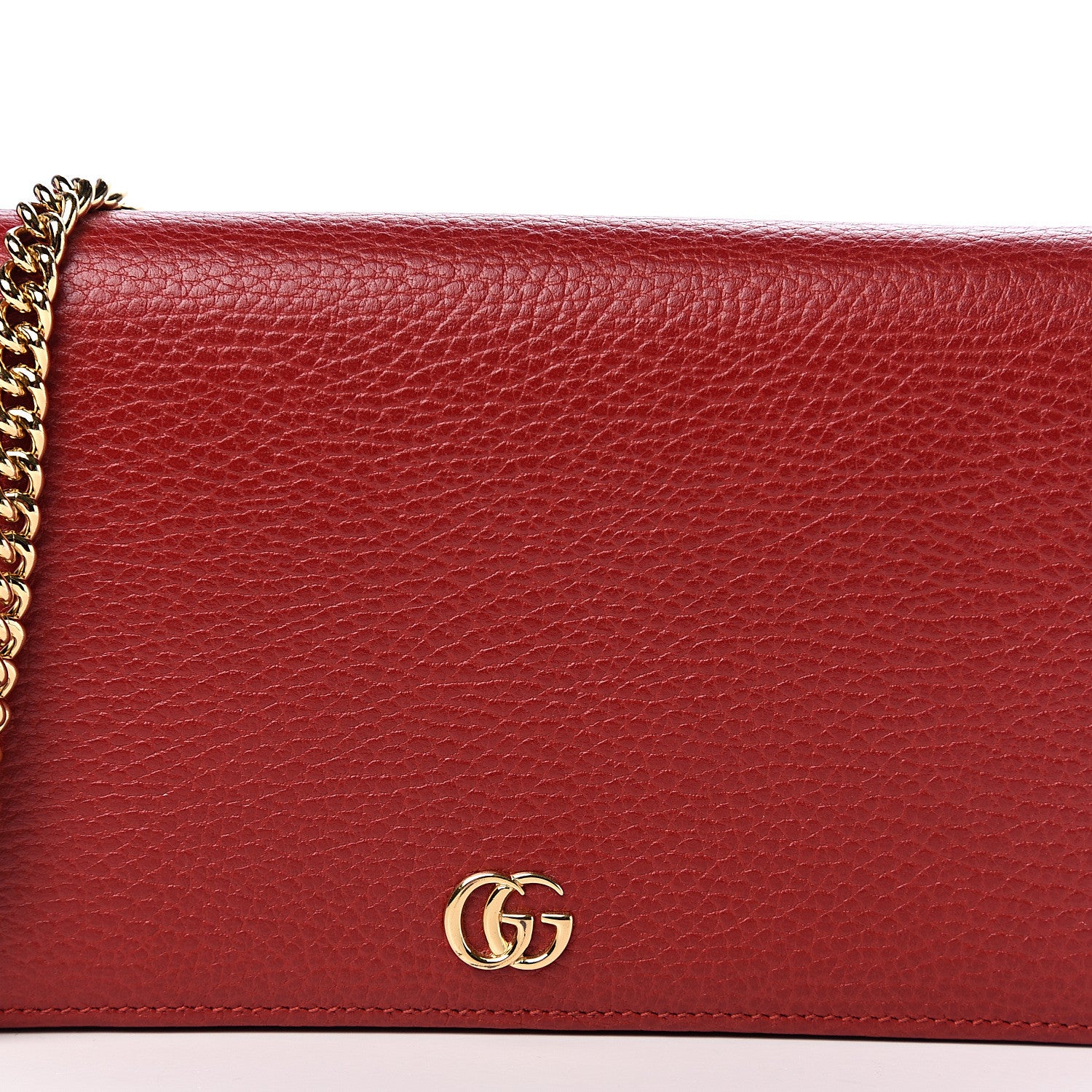 Gucci Dollar Calfskin Mini GG Marmont Chain Wallet Hibiscus Red 9 of 9