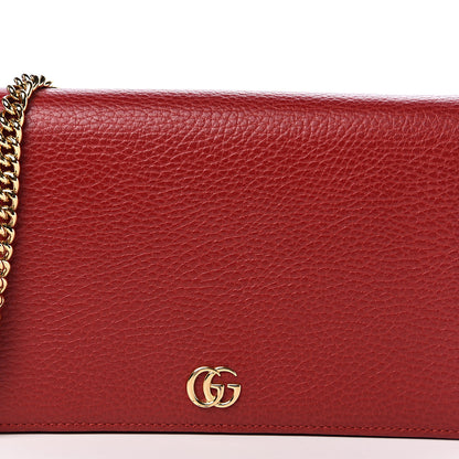 Gucci Dollar Calfskin Mini GG Marmont Chain Wallet Hibiscus Red 9 of 9