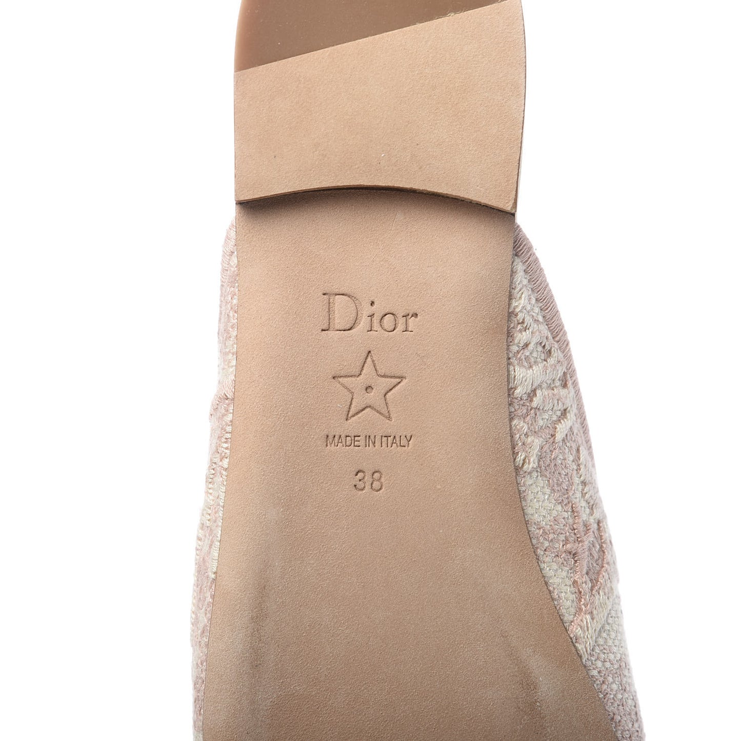 Canvas Toile De Jouy Embroidered Dior Off Flat Mules 38 Light Pink
