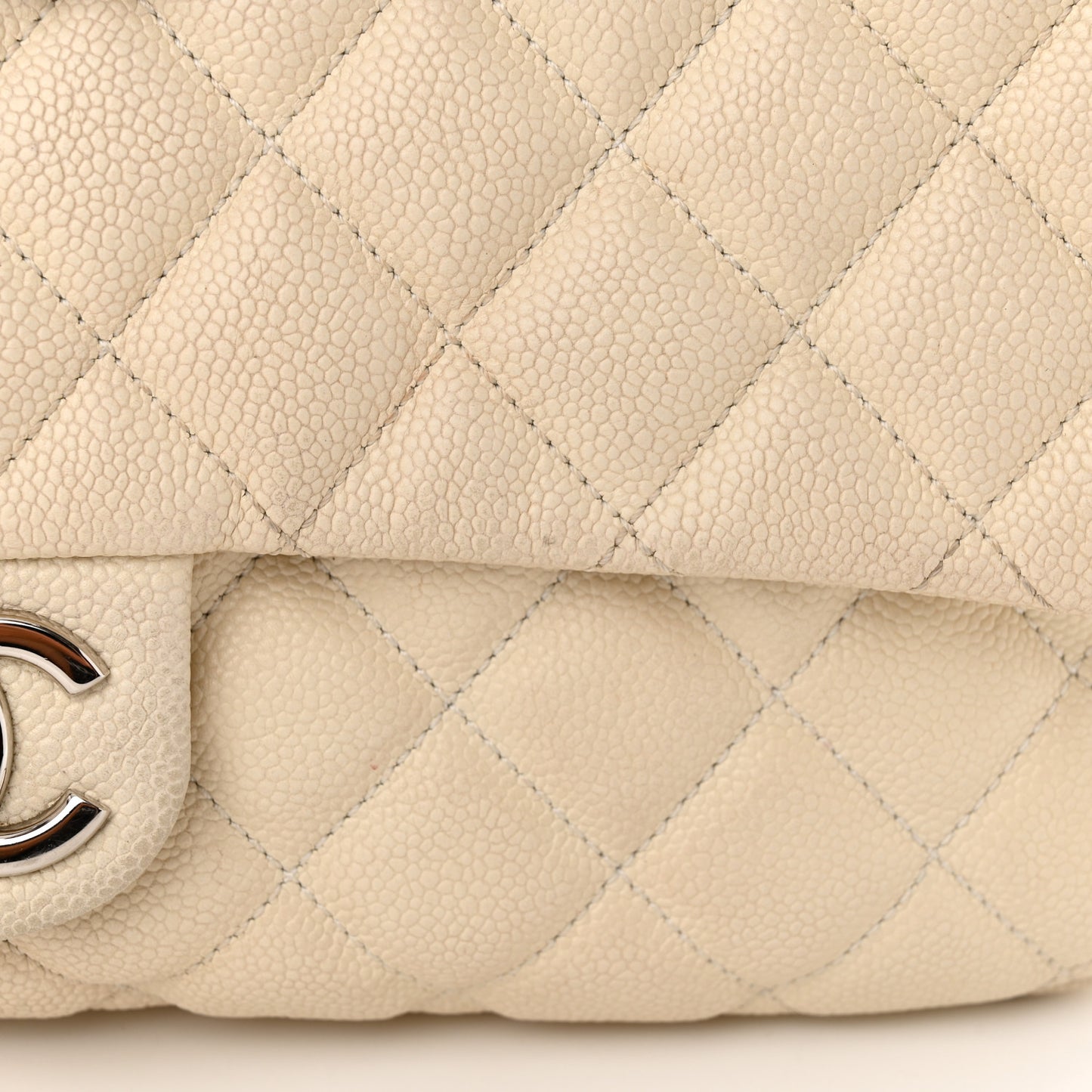 Caviar Quilted Jumbo Easy Flap Beige