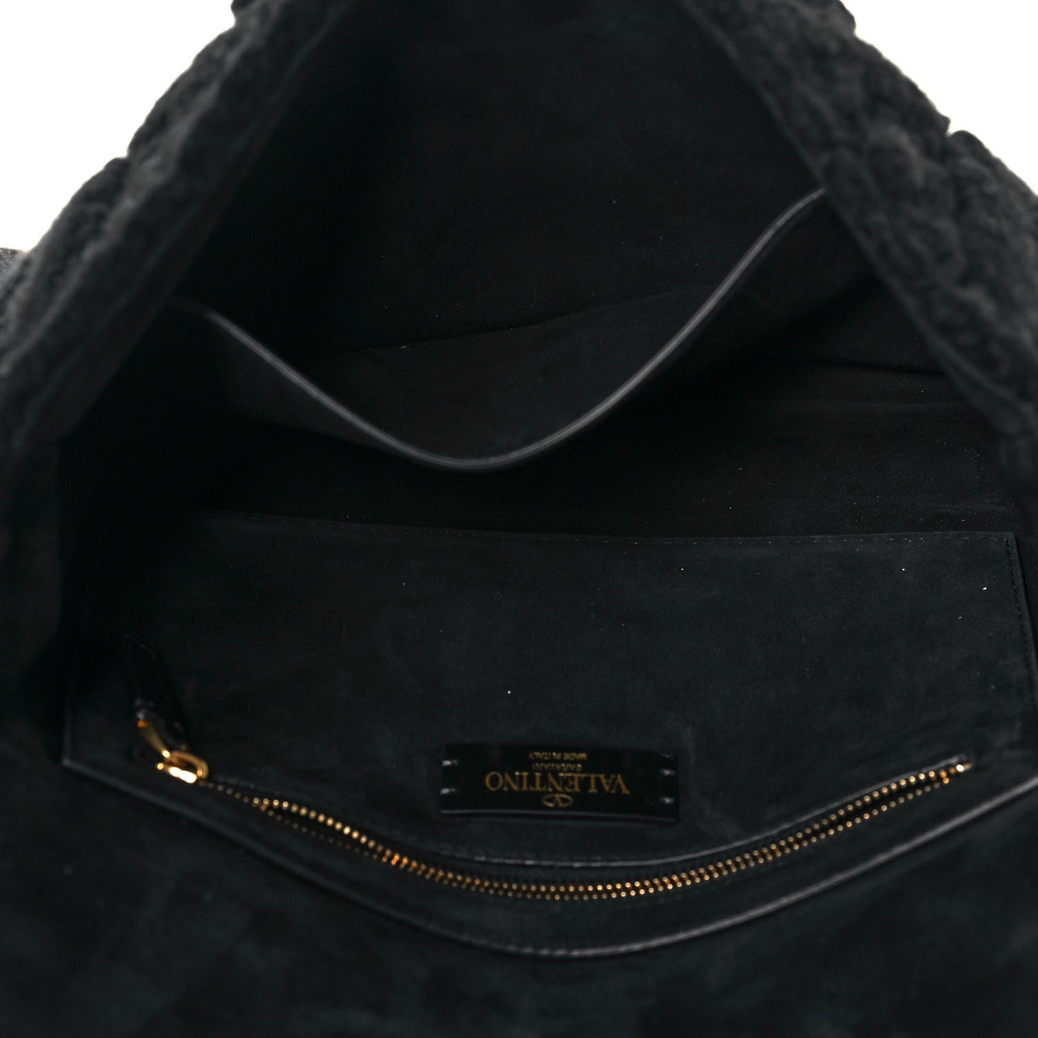 Valentino Garavani Cashmere Large Roman Stud Shoulder Bag Black 4 of 13