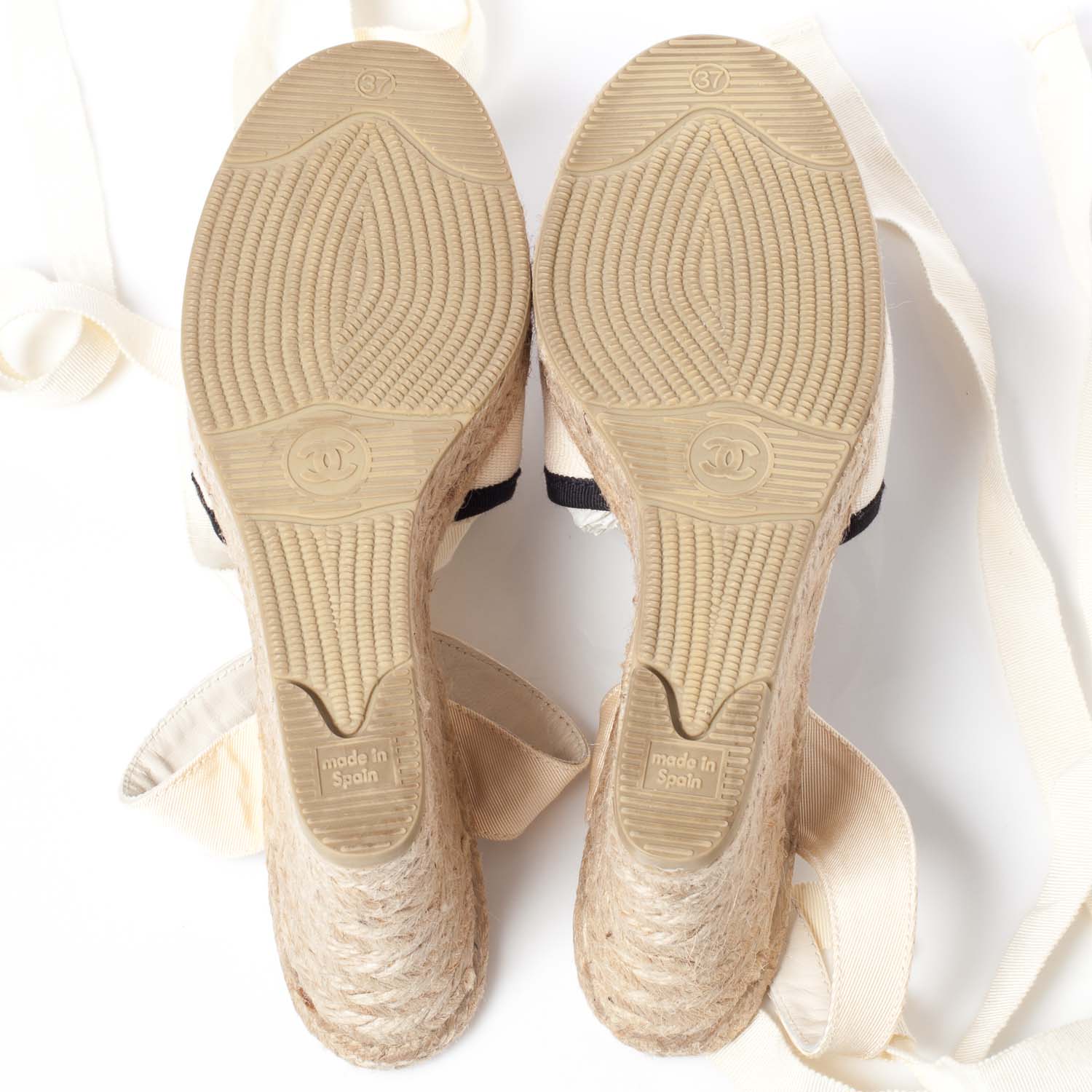Chanel Canvas Espadrille Flower Wedges 37 4 of 9
