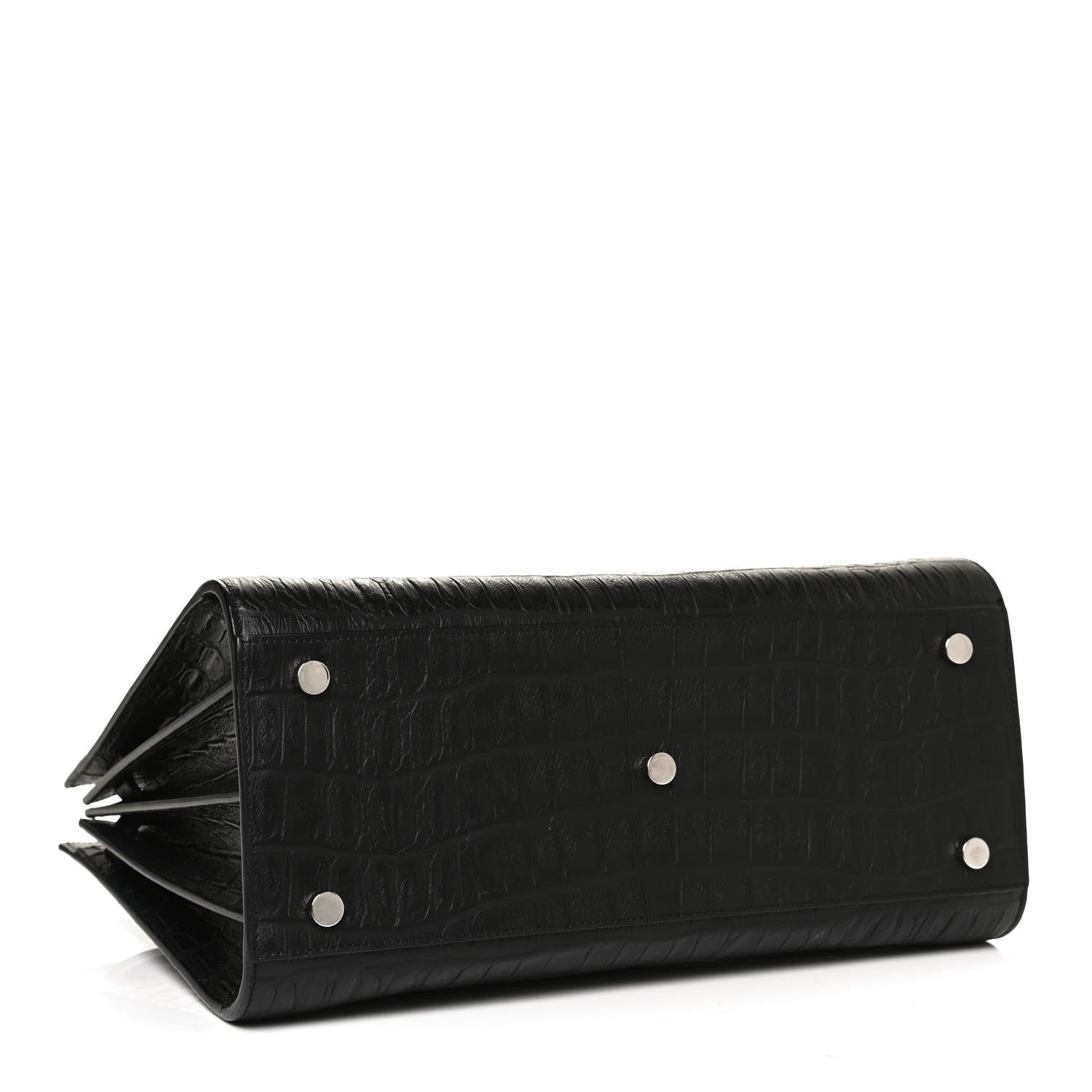 Saint Laurent Calfskin Crocodile Embossed Small Sac de Jour Black 4 of 11