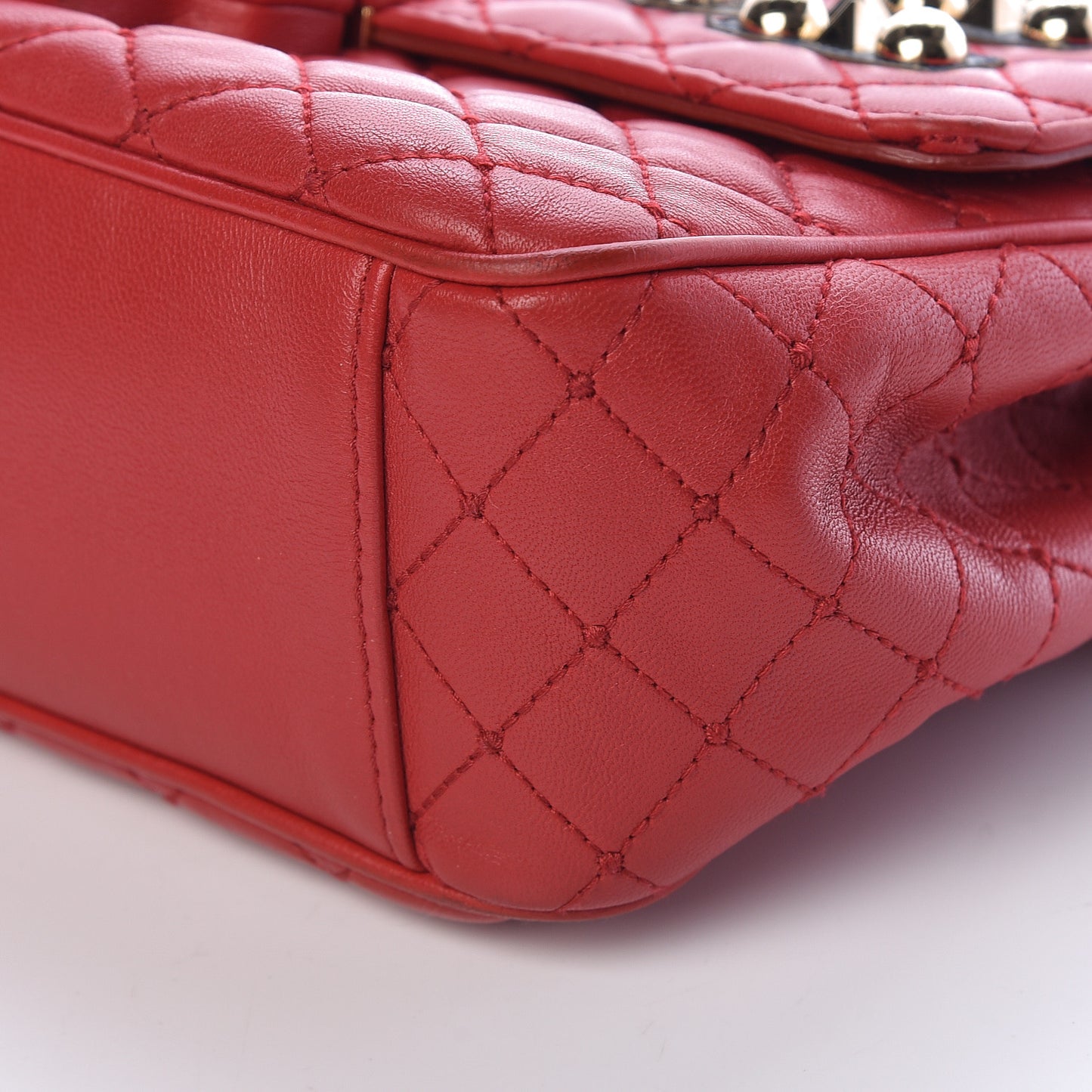 Lambskin Watersnake Embellished Lucia Shoulder Bag Red