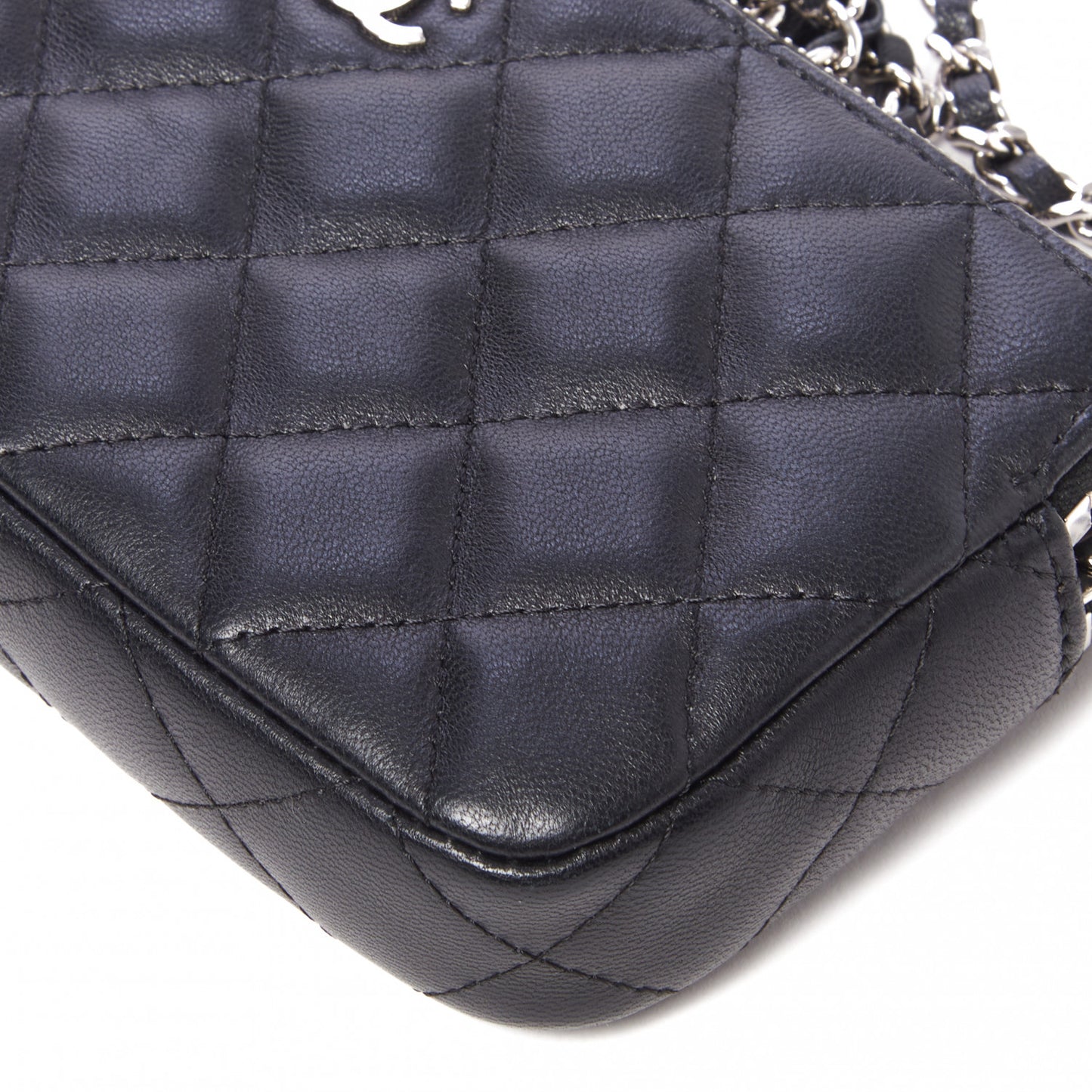 Lambskin Quilted Small Clutch With Chain Black