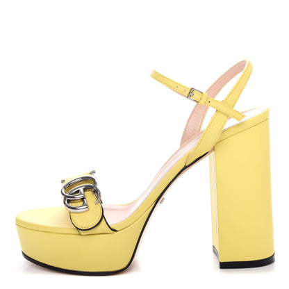 Gucci Calfskin GG Marmont Ankle Wrap 30/115mm Platform Sandals 37 Banana 1 of 10