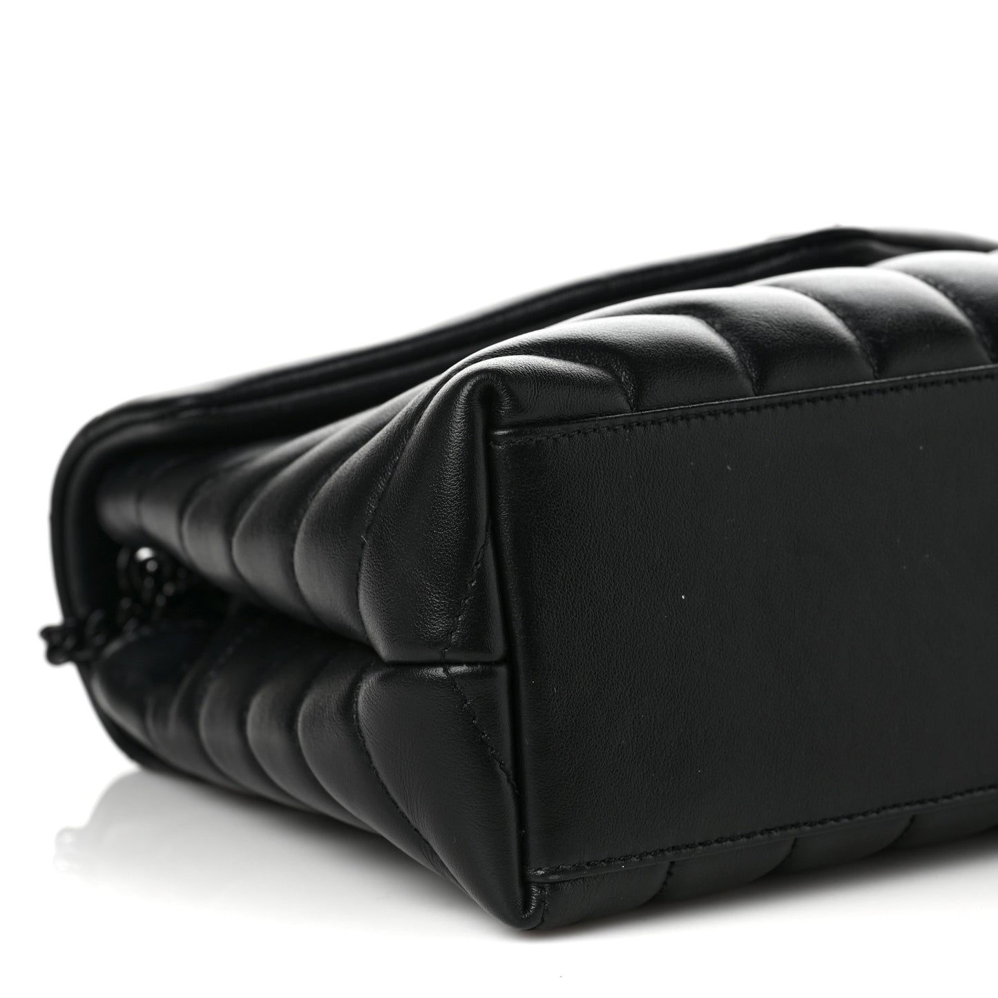 Calfskin Y Quilted Monogram Monochrome Small Loulou Chain Satchel Black