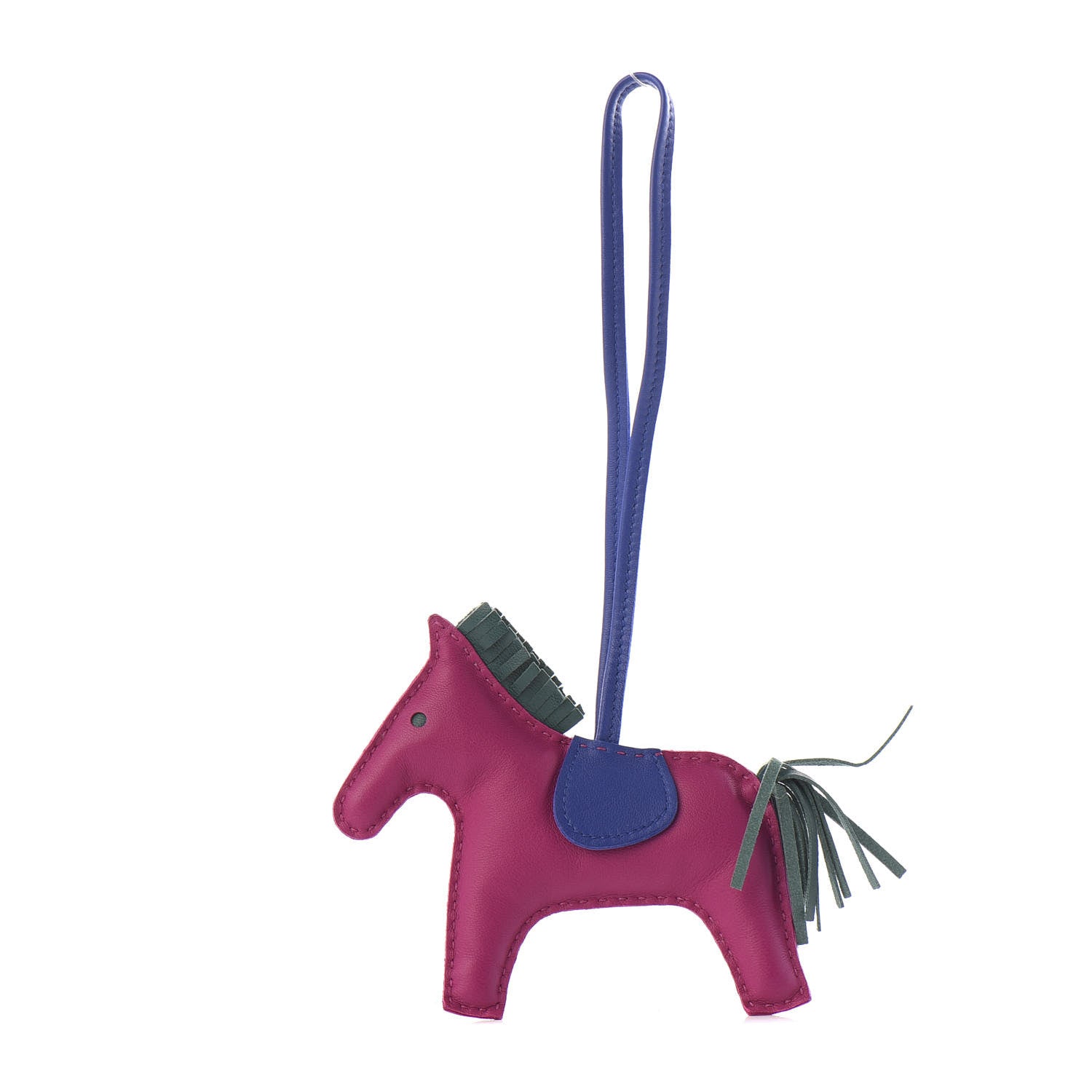 Hermes Milo Lambskin Grigri Rodeo Horse Bag Charm MM Rose Pourpre Malachite Bleu Electrique 1 of 5